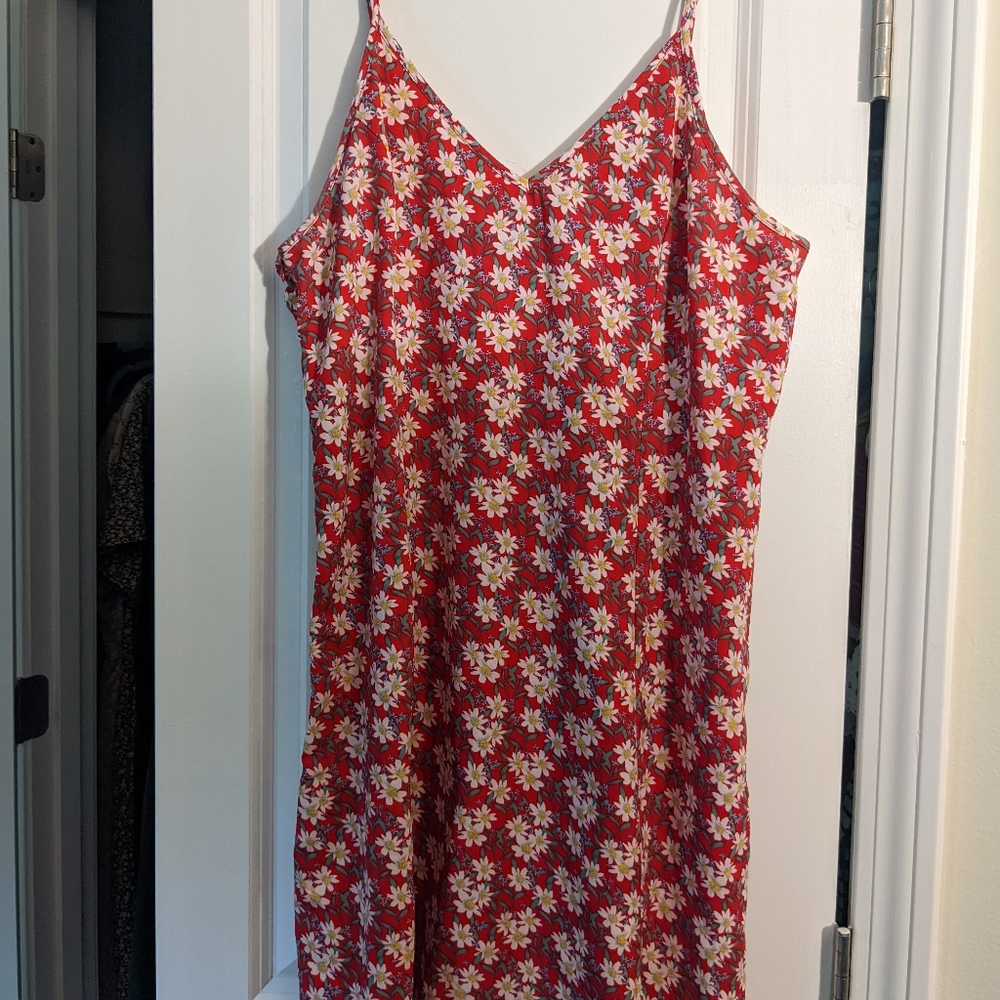 Red floral dress, size XL